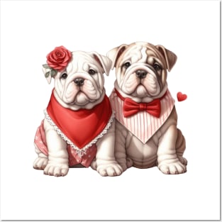 Valentine Bulldog Couple Posters and Art